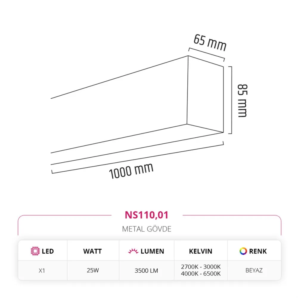 Nevo 100 Cm Linear Sarkıt Beyaz Ns110-1 — 2. görsel