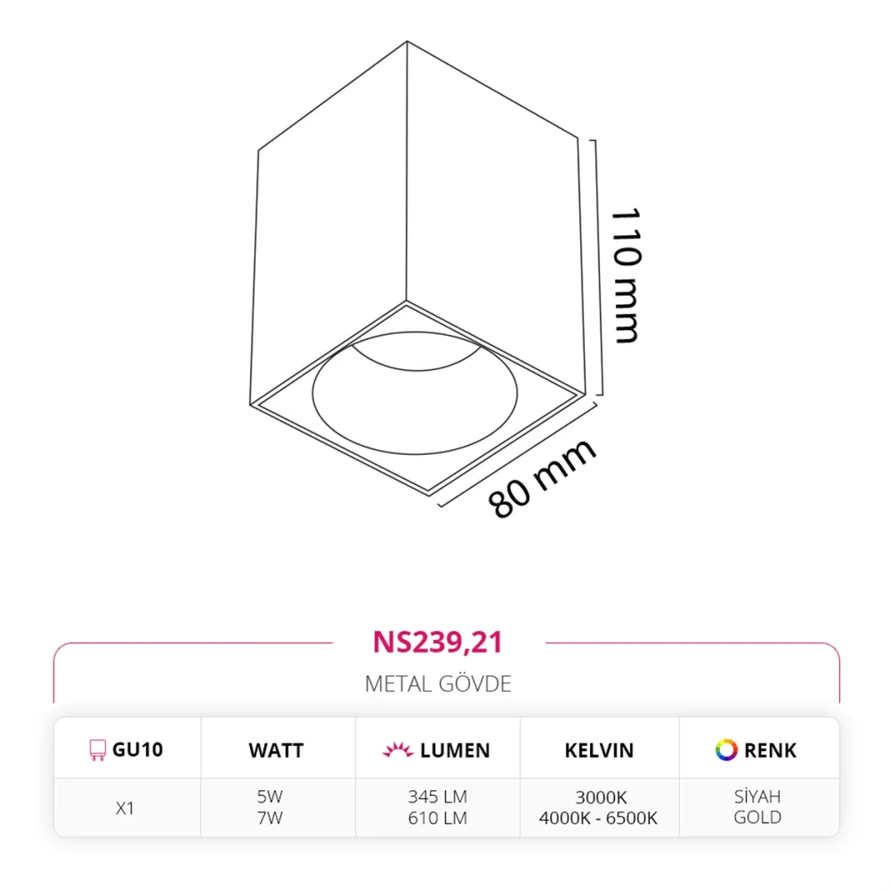 Nevo 5w Sıva Üstü Led Spot Siyah Gold Ns239 — 2. görsel