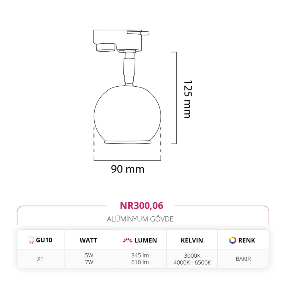 Nevo Dekoratif Ray Spot Bakır Nr300 — 4. görsel