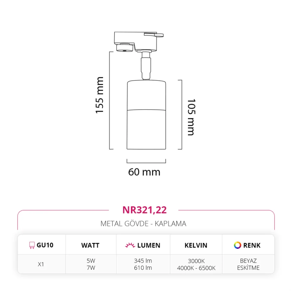 Nevo Dekoratif Ray Spot Beyaz Eskitme Nr321 — 4. görsel