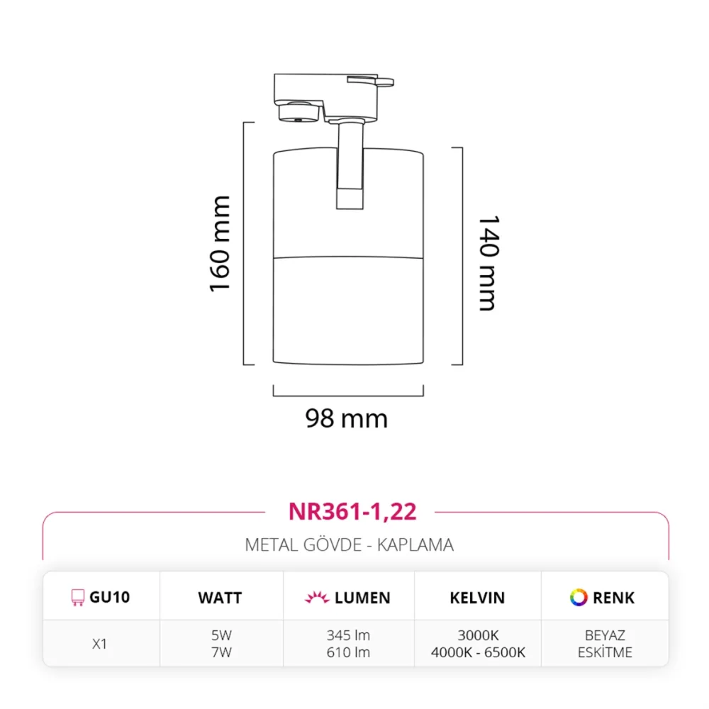 Nevo Dekoratif Ray Spot Beyaz Eskitme Nr361-1 — 4. görsel