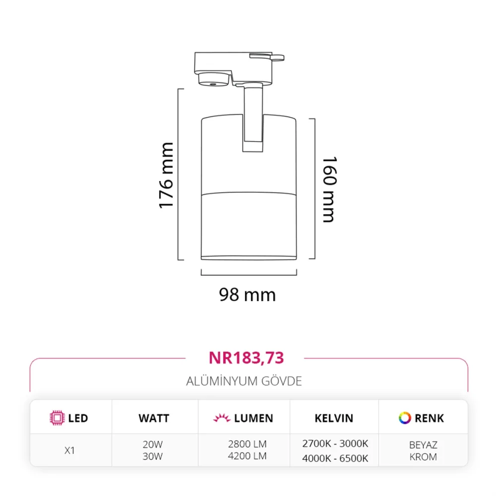 Nevo Dekoratif Ray Spot Beyaz Krom Nr183 — 5. görsel