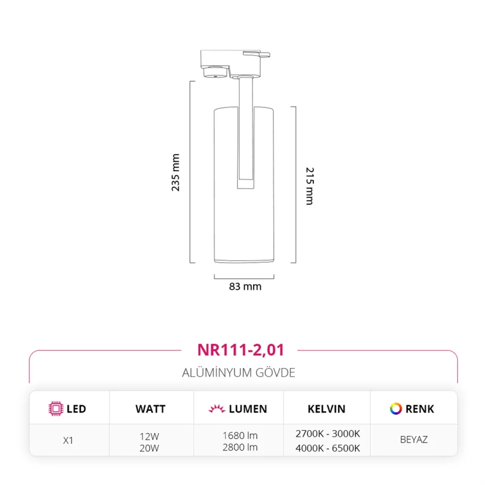 Nevo Dekoratif Ray Spot Beyaz Nr111-2 — 5. görsel