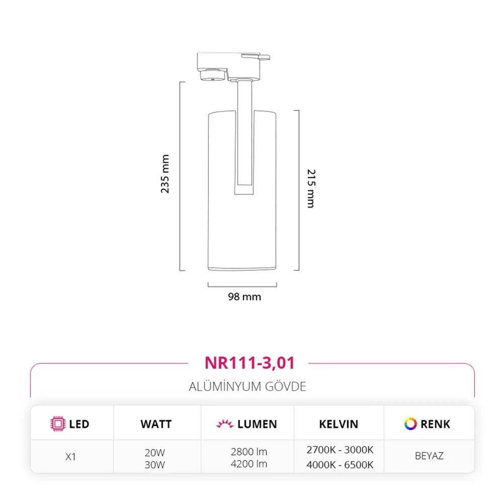 Nevo Dekoratif Ray Spot Beyaz Nr111-3 — 5. görsel