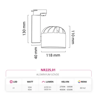 Nevo Dekoratif Ray Spot Beyaz Nr225 — 5. görsel