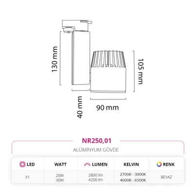 Nevo Dekoratif Ray Spot Beyaz Nr250 — 5. görsel