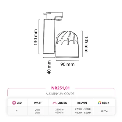 Nevo Dekoratif Ray Spot Beyaz Nr251 — 5. görsel