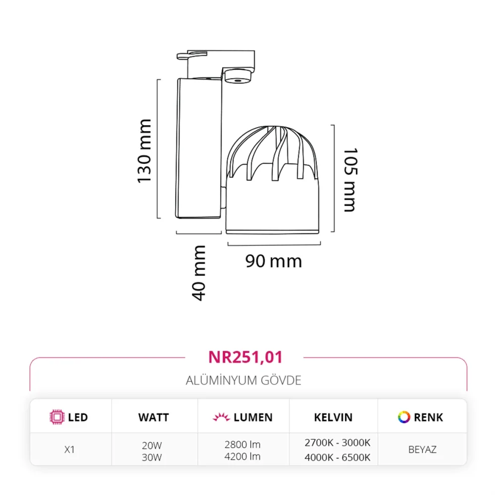 Nevo Dekoratif Ray Spot Beyaz Nr251 — 5. görsel