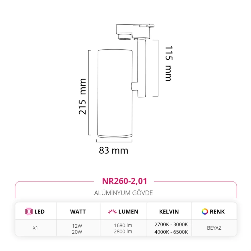 Nevo Dekoratif Ray Spot Beyaz Nr260-2 — 5. görsel