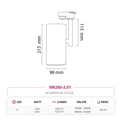 Nevo Dekoratif Ray Spot Beyaz Nr260-3 — 5. görsel