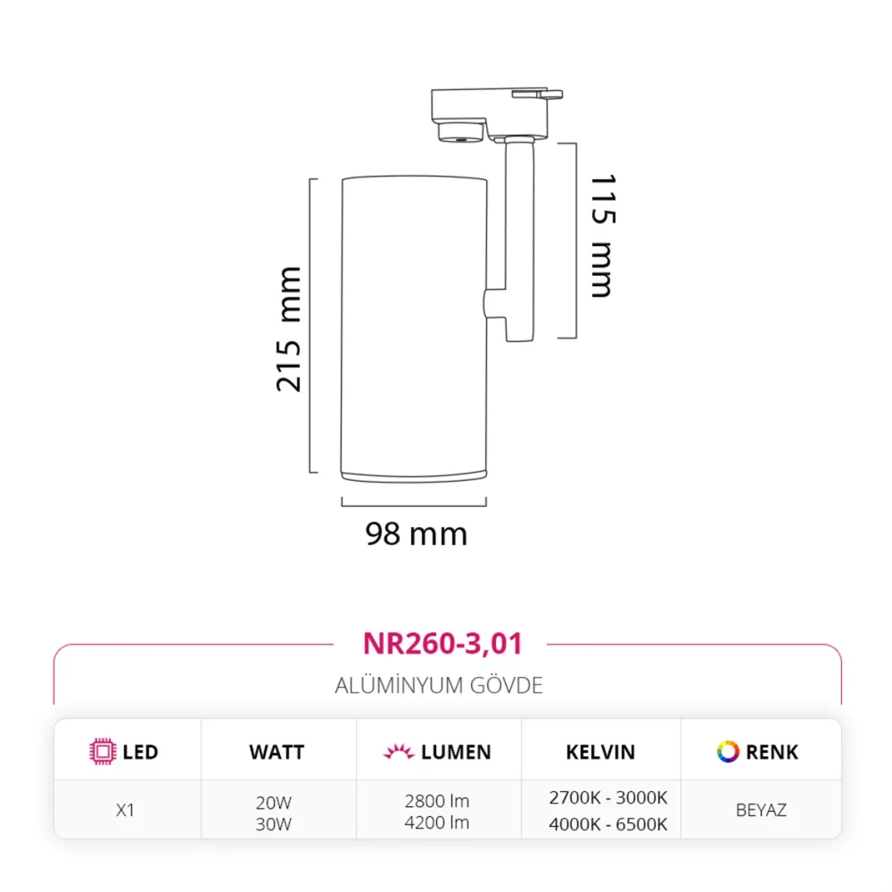 Nevo Dekoratif Ray Spot Beyaz Nr260-3 — 5. görsel