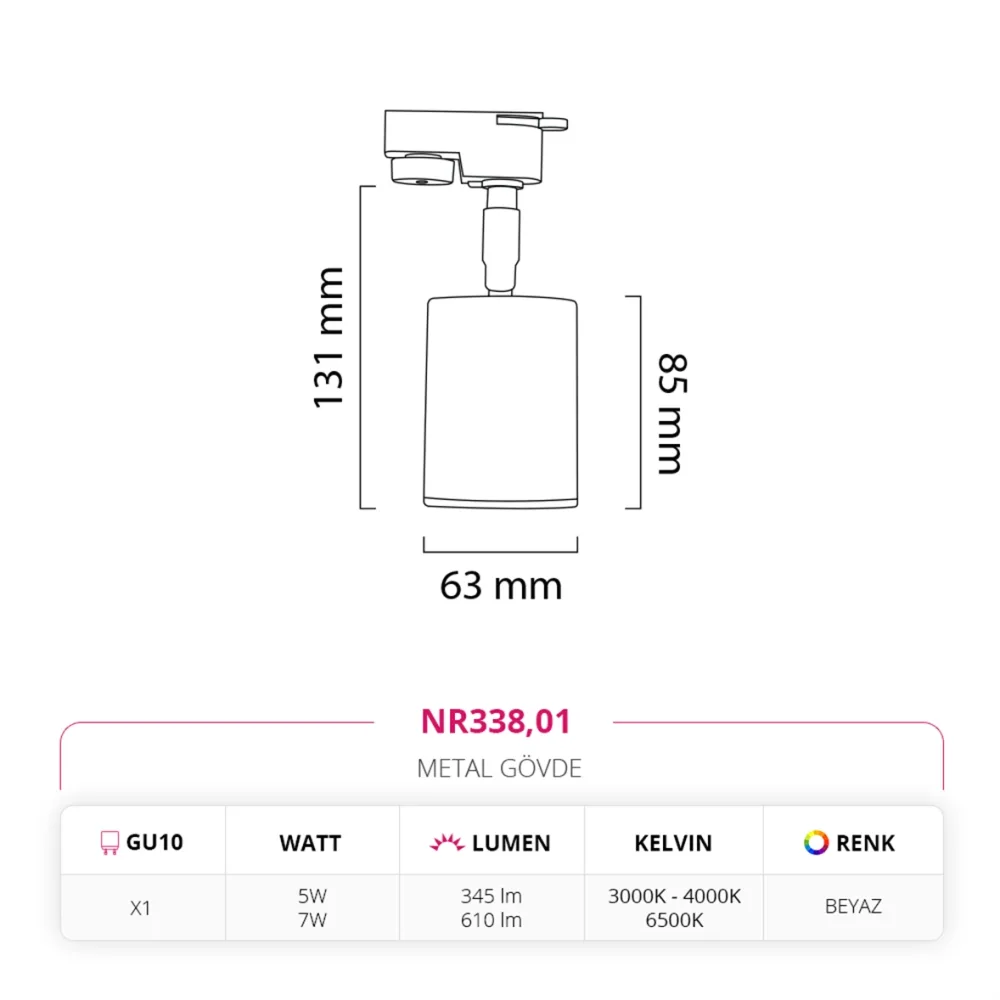 Nevo Dekoratif Ray Spot Beyaz Nr338 — 4. görsel