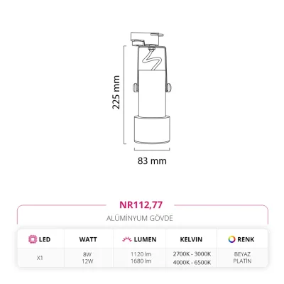 Nevo Dekoratif Ray Spot Beyaz Platin Nr112 — 5. görsel