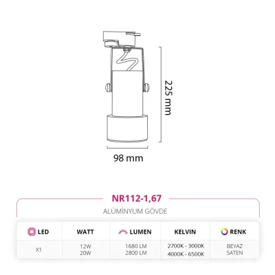 Nevo Dekoratif Ray Spot Beyaz Saten Nr112-1 — 5. görsel