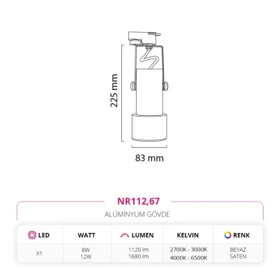 Nevo Dekoratif Ray Spot Beyaz Saten Nr112 — 5. görsel