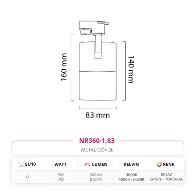 Nevo Dekoratif Ray Spot Beyaz Saten Nr360-1 — 4. görsel