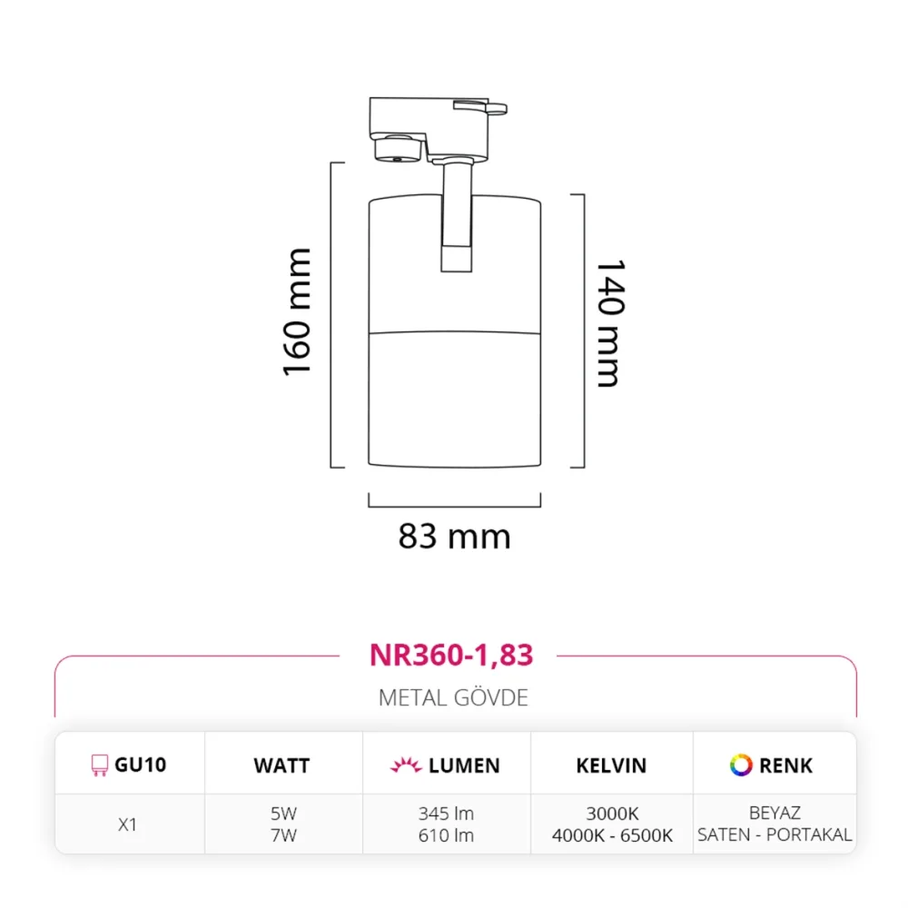 Nevo Dekoratif Ray Spot Beyaz Saten Nr360-1 — 4. görsel