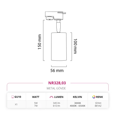Nevo Dekoratif Ray Spot Beyaz Siyah Nr328 — 4. görsel