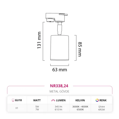 Nevo Dekoratif Ray Spot Krom Siyah Nr338 — 4. görsel