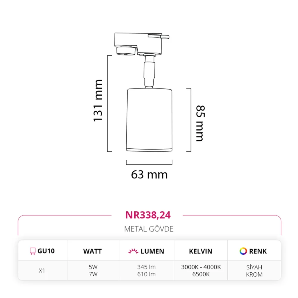 Nevo Dekoratif Ray Spot Krom Siyah Nr338 — 4. görsel
