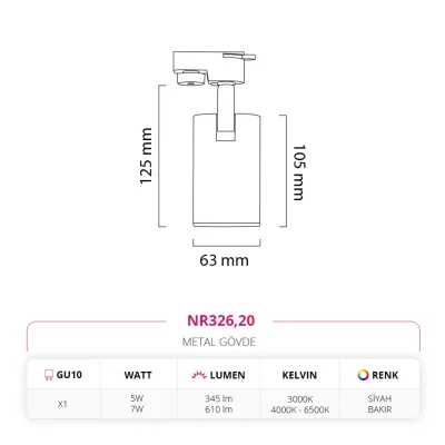Nevo Dekoratif Ray Spot Siyah Bakır Nr326 — 4. görsel