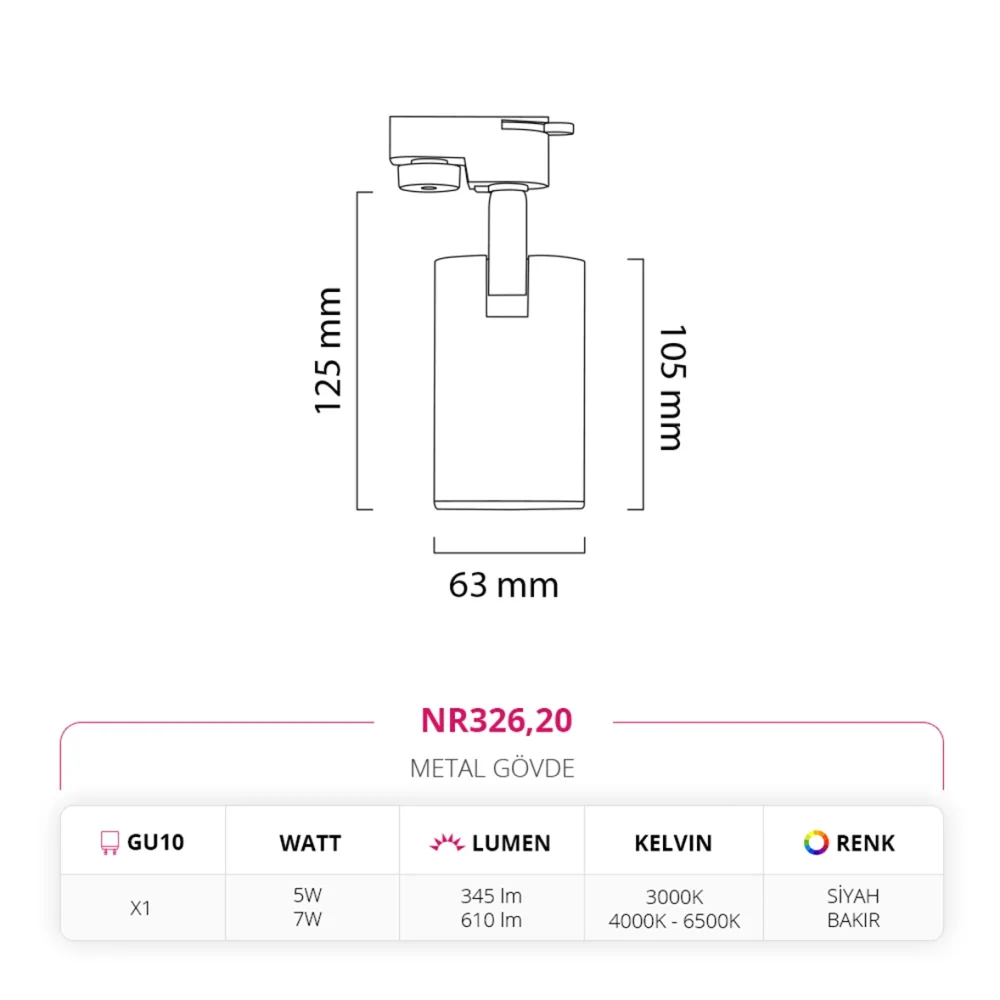 Nevo Dekoratif Ray Spot Siyah Bakır Nr326 — 4. görsel