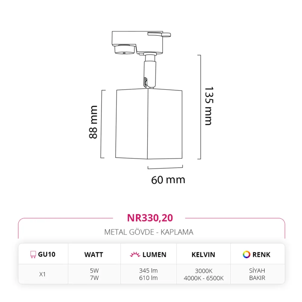 Nevo Dekoratif Ray Spot Siyah Bakır Nr330 — 4. görsel