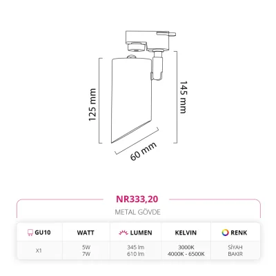 Nevo Dekoratif Ray Spot Siyah Bakır Nr333 — 5. görsel