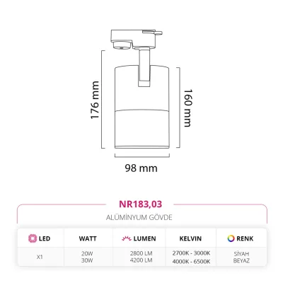 Nevo Dekoratif Ray Spot Siyah Beyaz Nr183 — 5. görsel