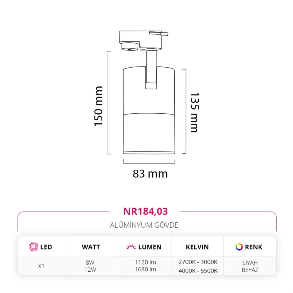 Nevo Dekoratif Ray Spot Siyah Beyaz Nr184 — 5. görsel