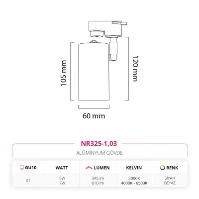 Nevo Dekoratif Ray Spot Siyah Beyaz Nr325-1 — 4. görsel