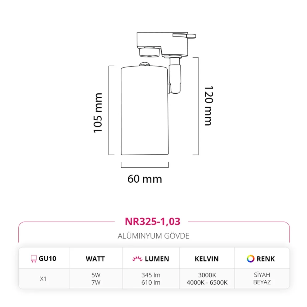 Nevo Dekoratif Ray Spot Siyah Beyaz Nr325-1 — 4. görsel