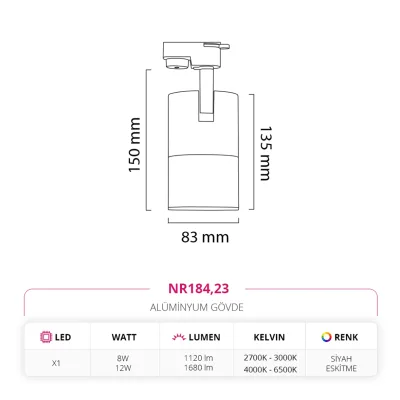 Nevo Dekoratif Ray Spot Siyah Eskitme Nr184 — 5. görsel