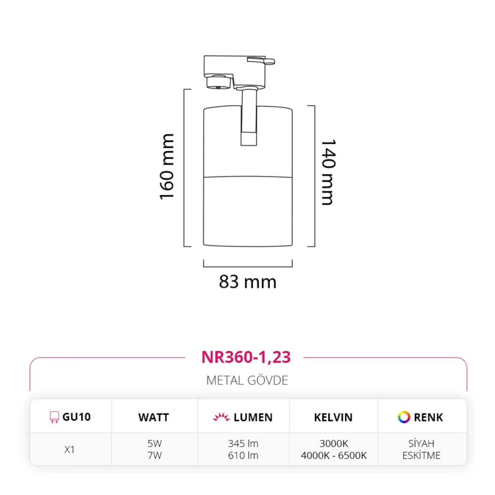 Nevo Dekoratif Ray Spot Siyah Eskitme Nr360-1 — 4. görsel