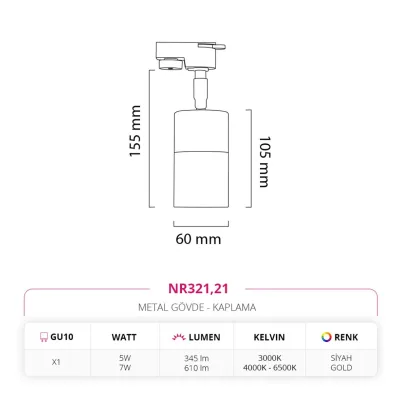 Nevo Dekoratif Ray Spot Siyah Gold Nr321 — 4. görsel