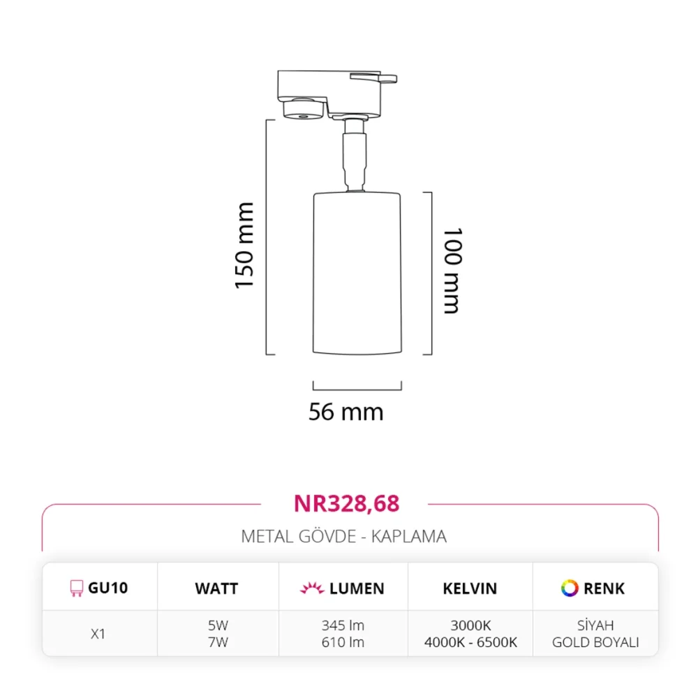 Nevo Dekoratif Ray Spot Siyah Gold Nr328 — 4. görsel