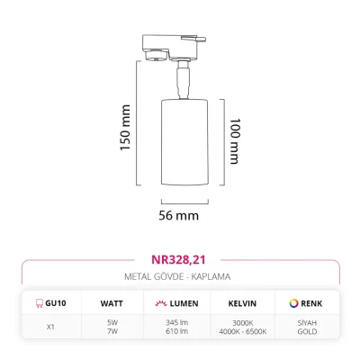 Nevo Dekoratif Ray Spot Siyah Gold Nr328 — 4. görsel