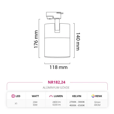 Nevo Dekoratif Ray Spot Siyah Krom Nr182 — 5. görsel