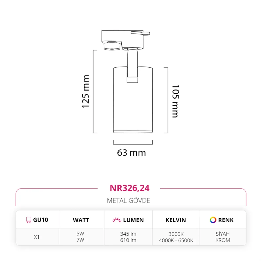 Nevo Dekoratif Ray Spot Siyah Krom Nr326 — 4. görsel