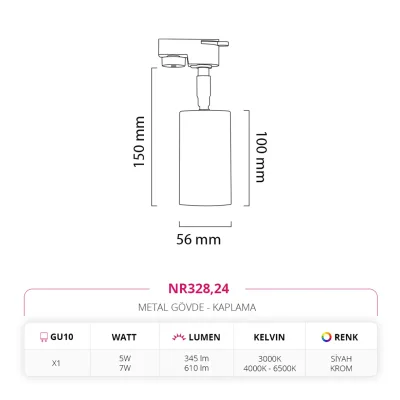 Nevo Dekoratif Ray Spot Siyah Krom Nr328 — 4. görsel