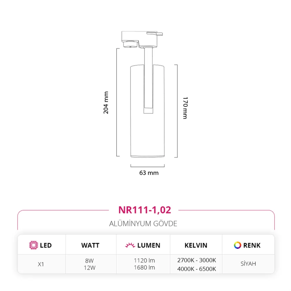 Nevo Dekoratif Ray Spot Siyah Nr111-1 — 5. görsel