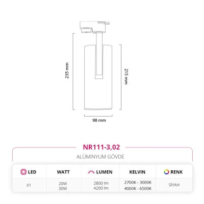 Nevo Dekoratif Ray Spot Siyah Nr111-3 — 5. görsel