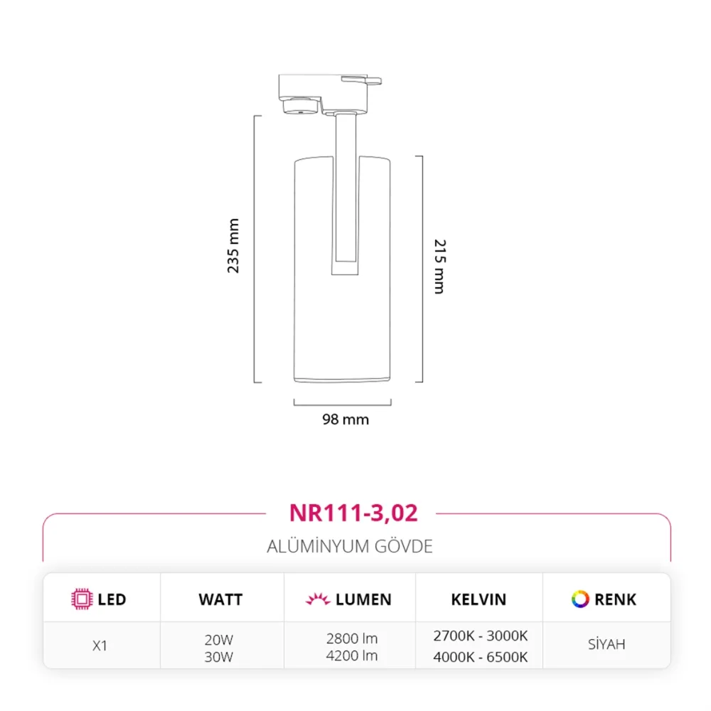 Nevo Dekoratif Ray Spot Siyah Nr111-3 — 5. görsel