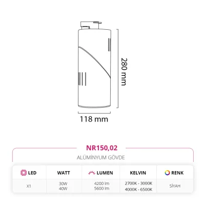 Nevo Dekoratif Ray Spot Siyah Nr150 — 5. görsel