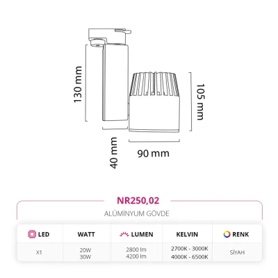 Nevo Dekoratif Ray Spot Siyah Nr250 — 5. görsel