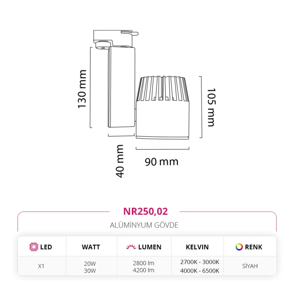 Nevo Dekoratif Ray Spot Siyah Nr250 — 5. görsel