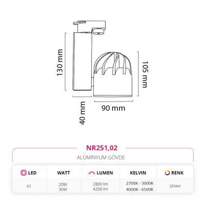 Nevo Dekoratif Ray Spot Siyah Nr251 — 5. görsel