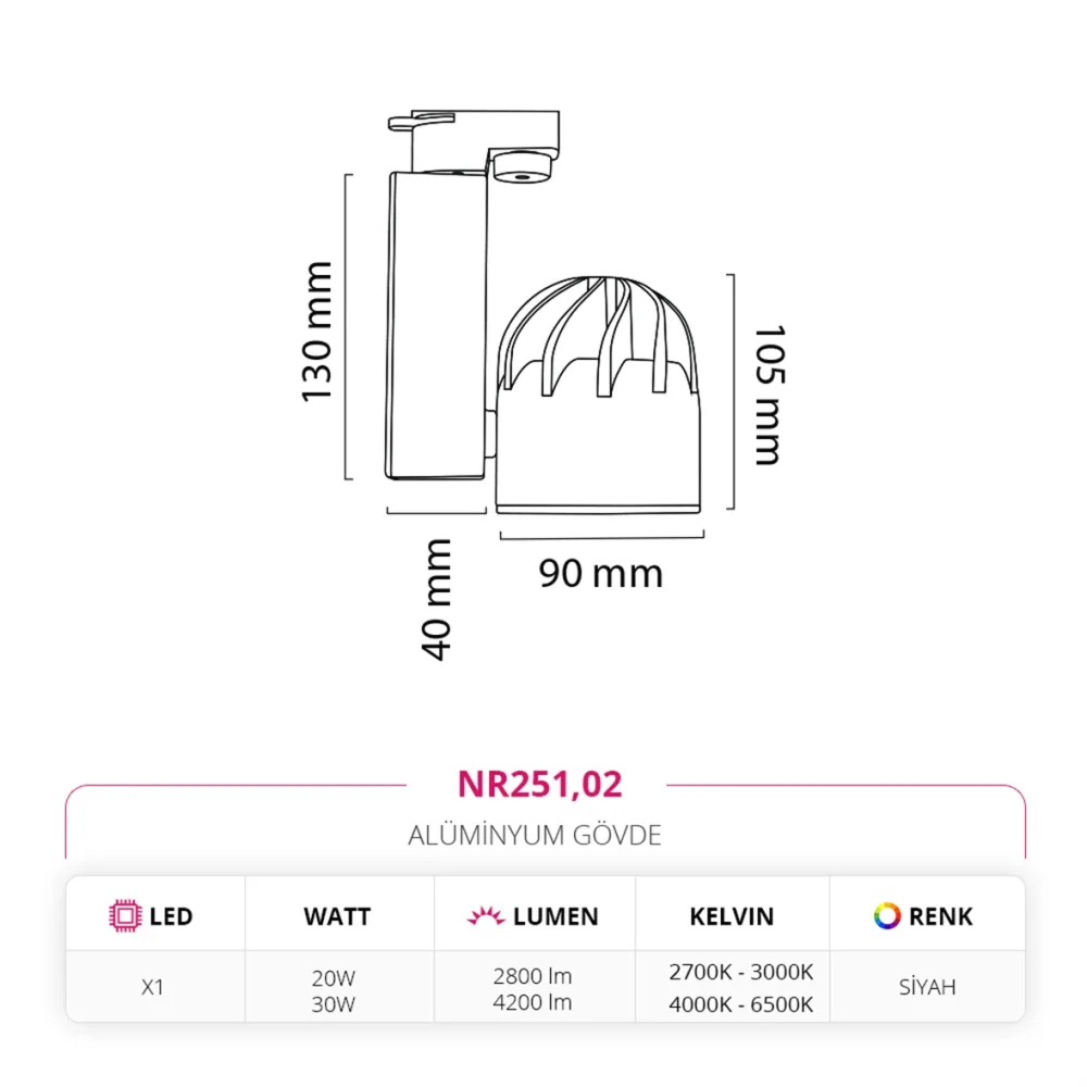 Nevo Dekoratif Ray Spot Siyah Nr251 — 5. görsel