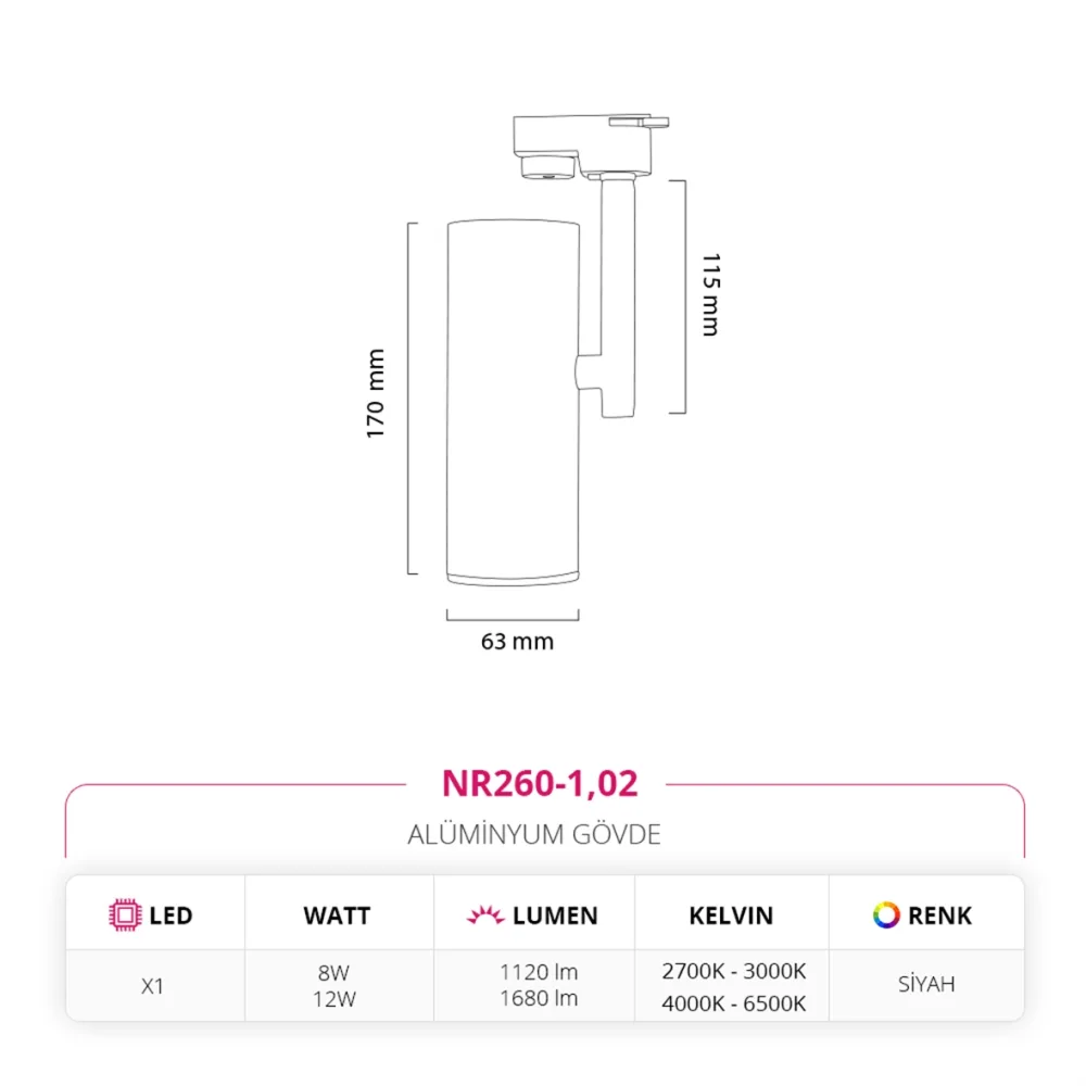 Nevo Dekoratif Ray Spot Siyah Nr260-1 — 5. görsel