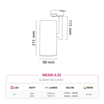 Nevo Dekoratif Ray Spot Siyah Nr260-3 — 5. görsel